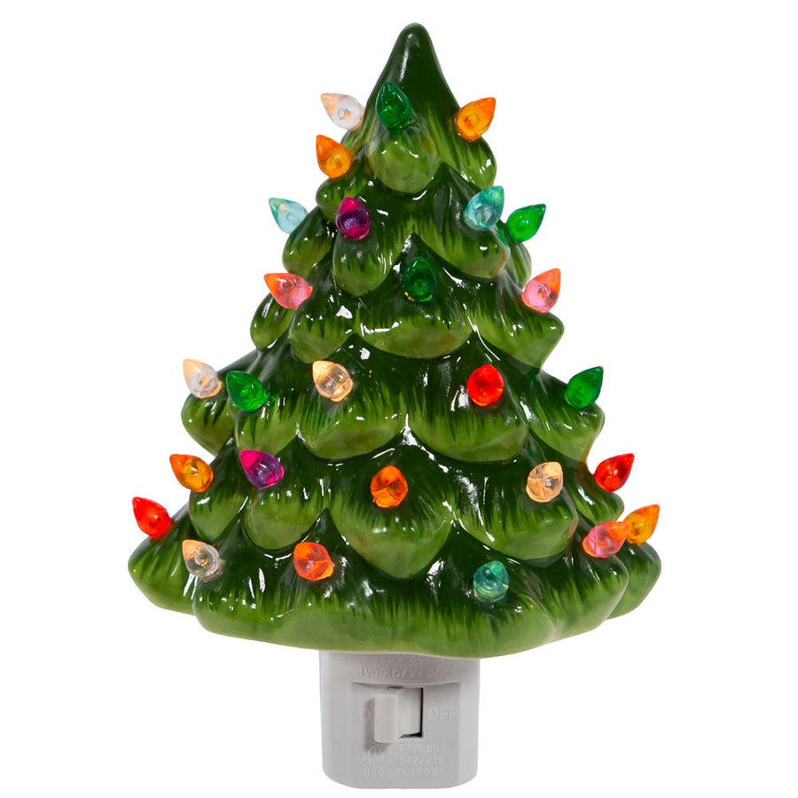 6" Ceramic Green Tree Night Light