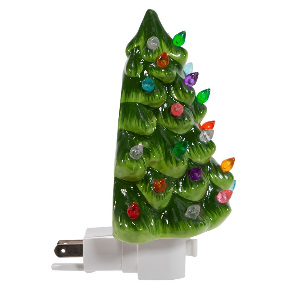 6" Ceramic Green Tree Night Light