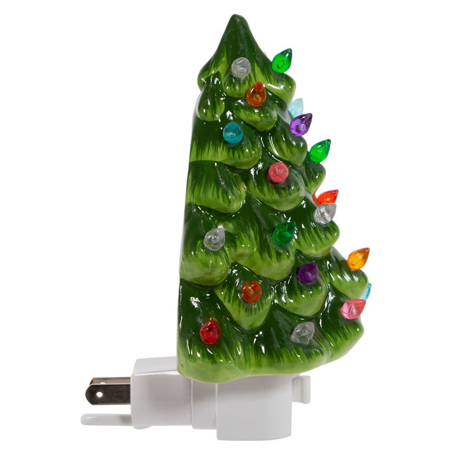 6" Ceramic Green Tree Night Light