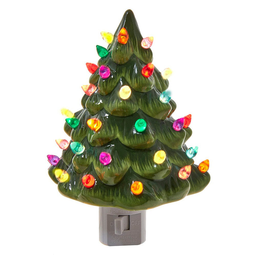 6" Ceramic Green Tree Night Light