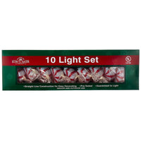 9' UL 10L Peppermint Candy Light Set