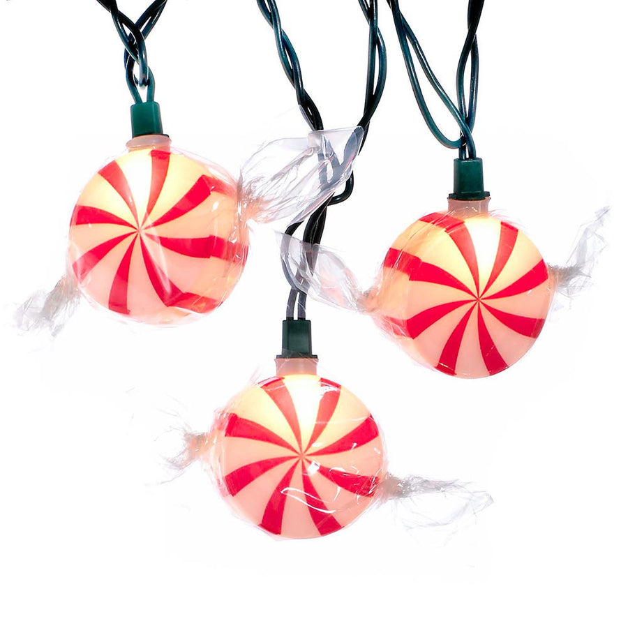 9' UL 10L Peppermint Candy Light Set