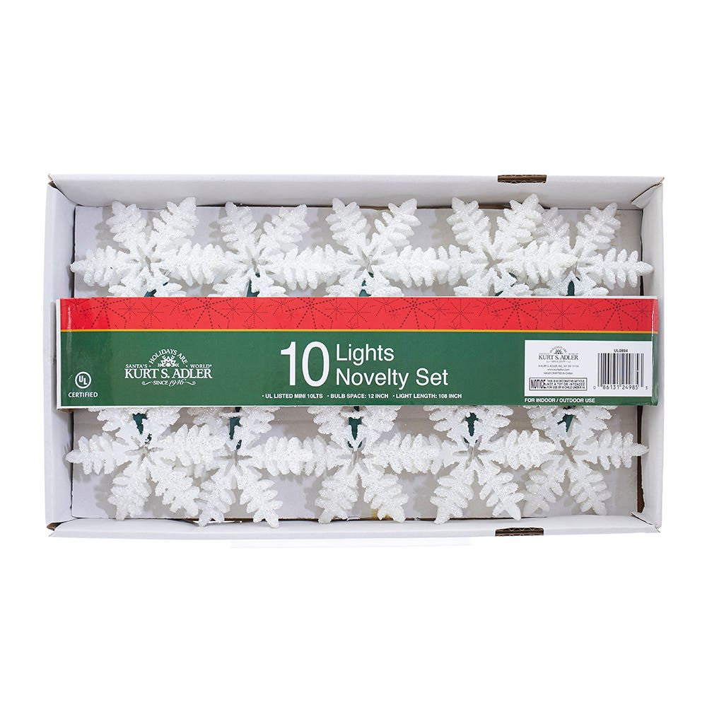9' UL 10L White Snowflake Light Set