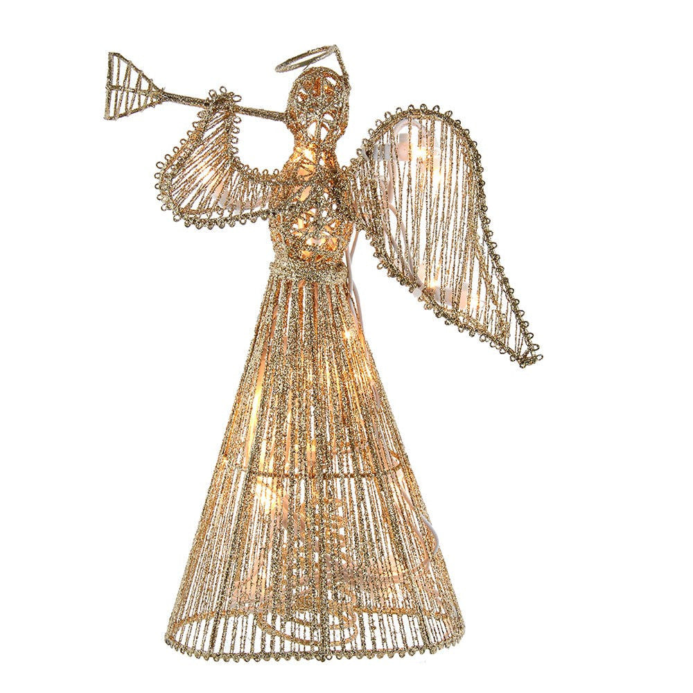 12" UL 20L Gold Glittered Angel Treetop