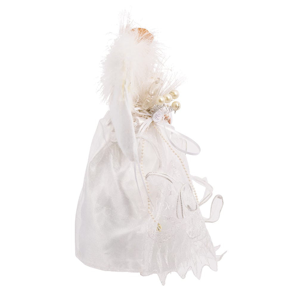 12"10L Warm White LED Fiber-Optic White and Silver Angel Treetop