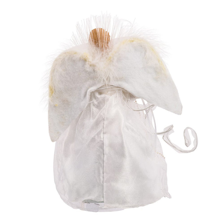 12"10L Warm White LED Fiber-Optic White and Silver Angel Treetop