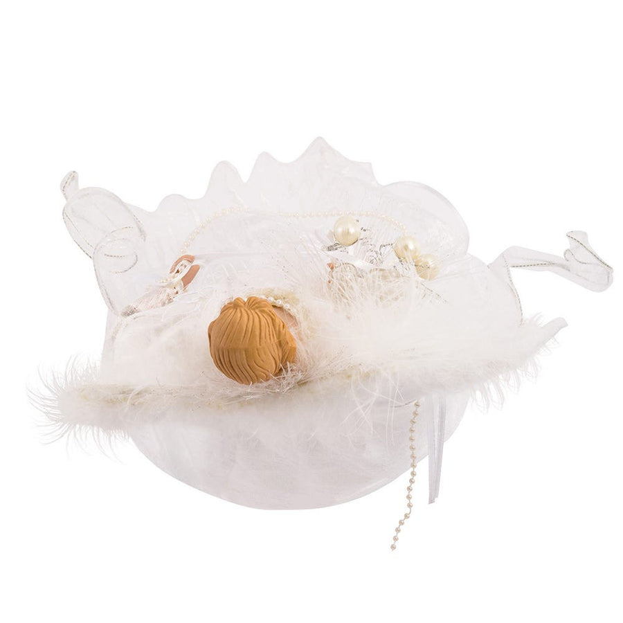 12"10L Warm White LED Fiber-Optic White and Silver Angel Treetop