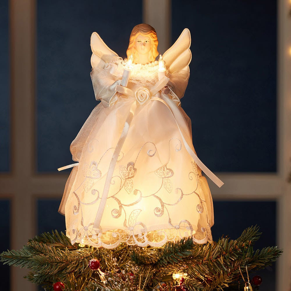 10" UL 10L Gold and Ivory Angel Treetop