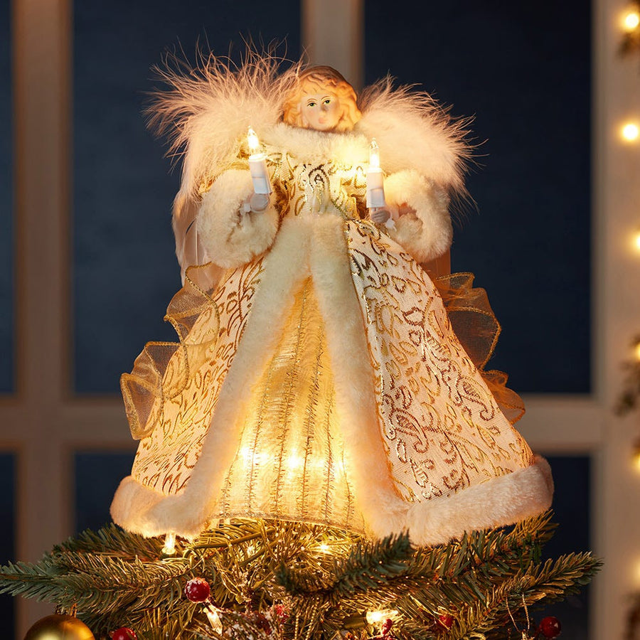 10" UL 10L Ivory and Gold Angel Treetop
