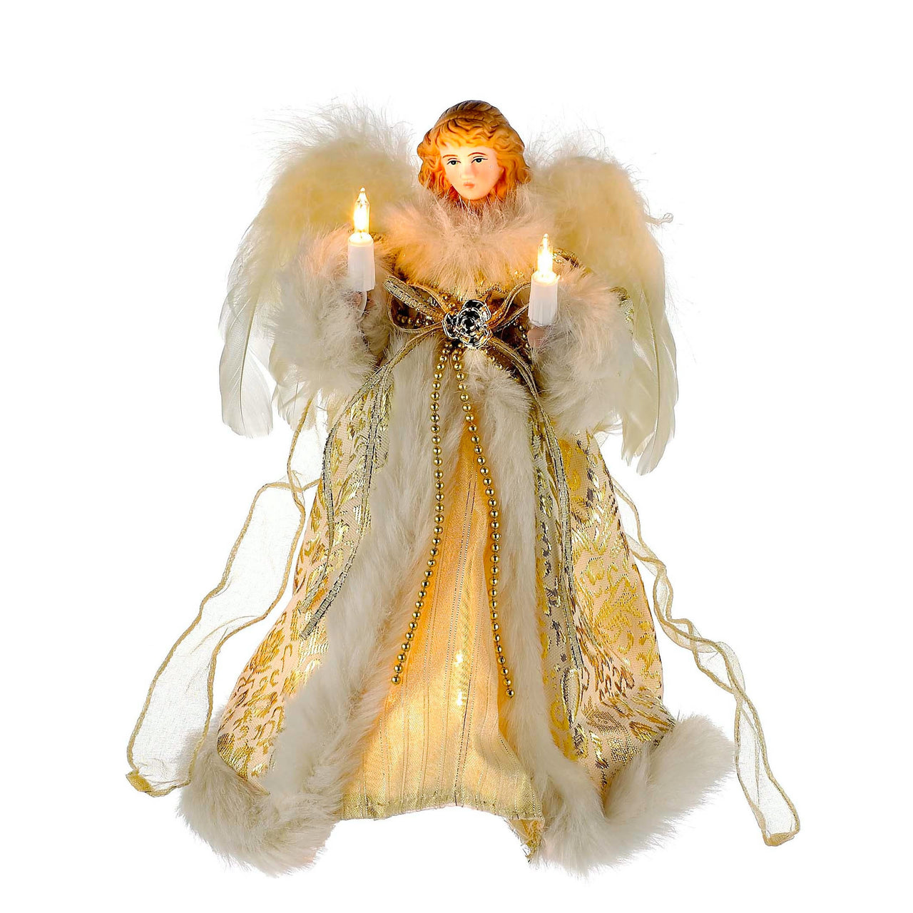 10" UL 10L Ivory and Gold Angel Treetop