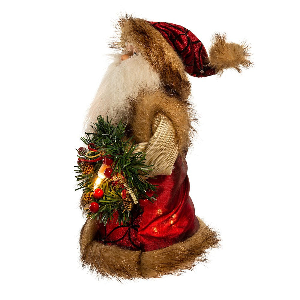10" UL 10L Burgundy and Brown Santa Treetop