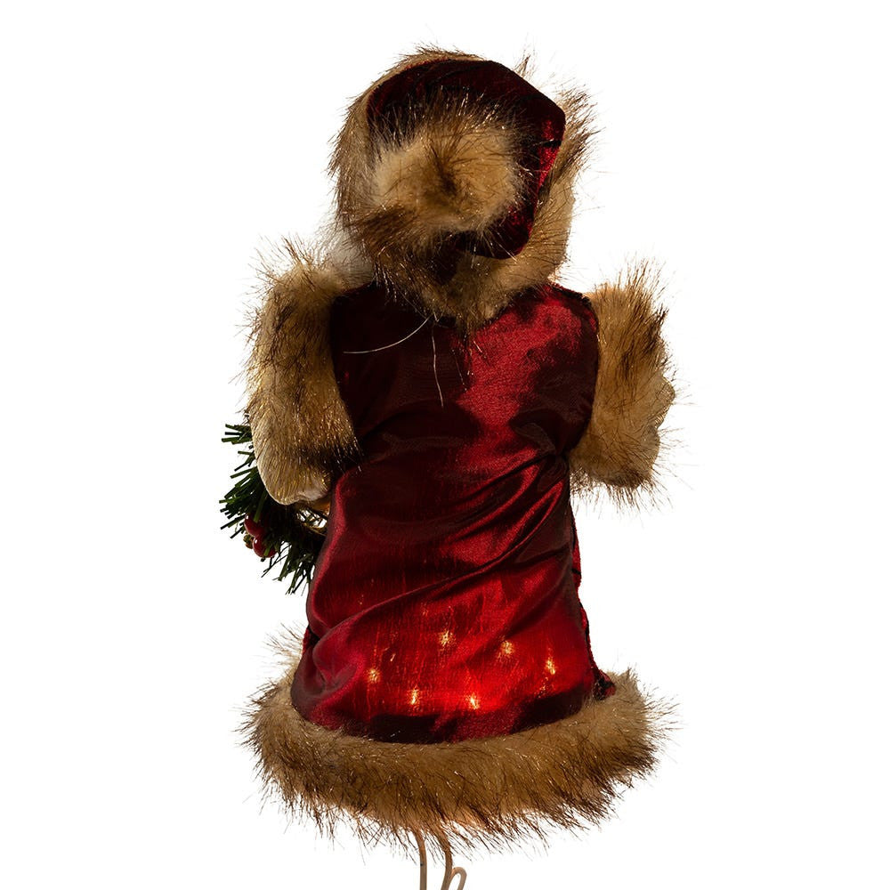 10" UL 10L Burgundy and Brown Santa Treetop