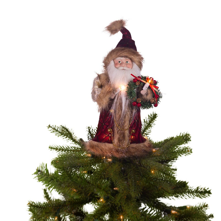 10" UL 10L Burgundy and Brown Santa Treetop