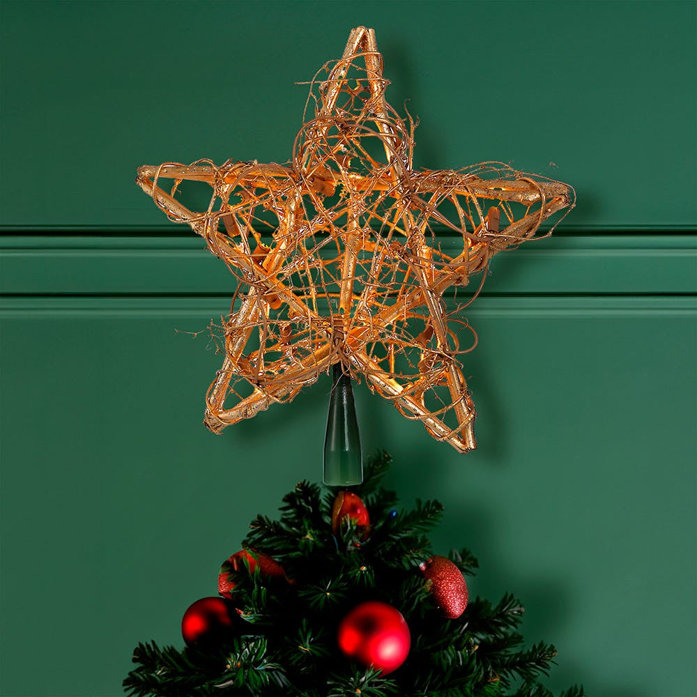 9.8" UL 20L Gold Rattan Star Treetop