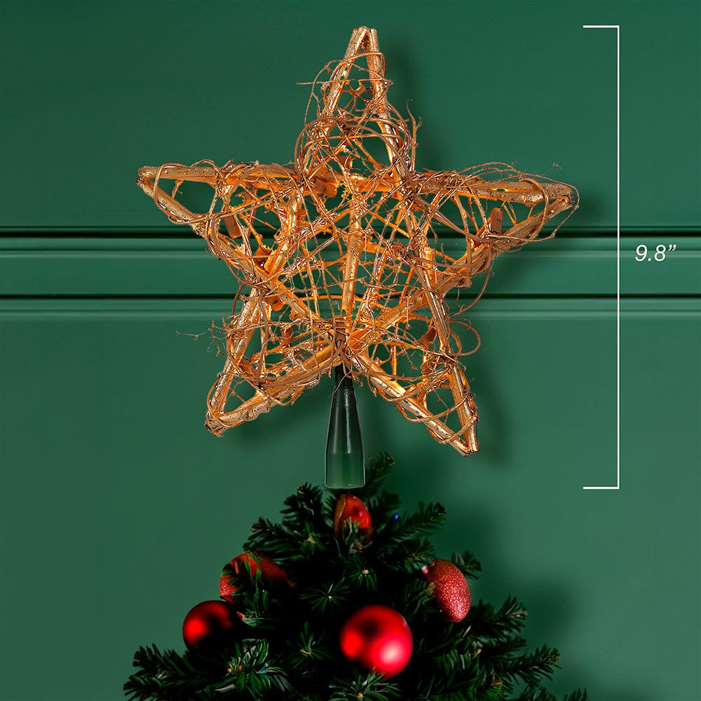 9.8" UL 20L Gold Rattan Star Treetop