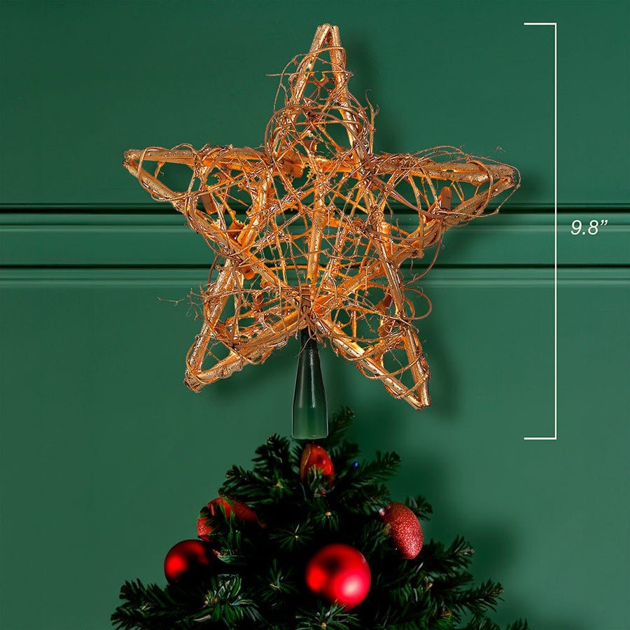 9.8" UL 20L Gold Rattan Star Treetop
