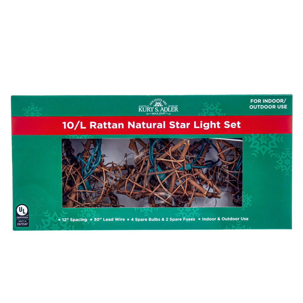 9' UL 10L Rattan Natural Star Light Set