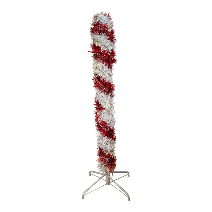 4' Pre-Lit LED Tinsel Candy Cane