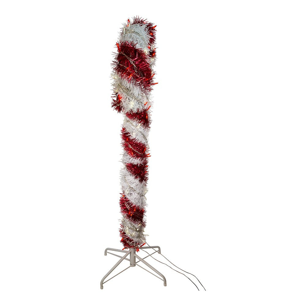 4' Pre-Lit LED Tinsel Candy Cane