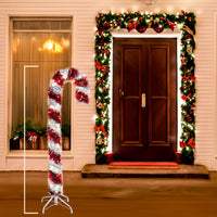 4' Pre-Lit LED Tinsel Candy Cane