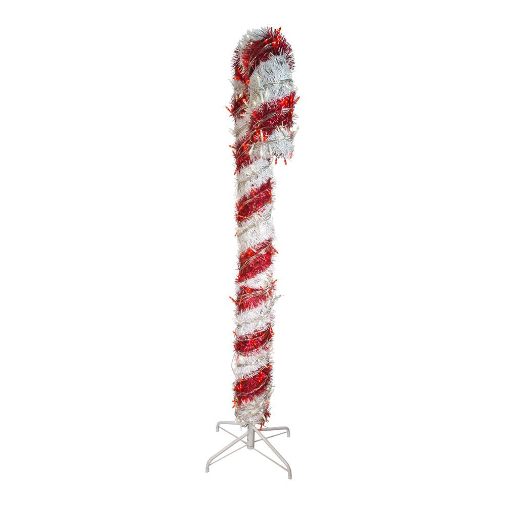 5' Pre-Lit LED Tinsel Candy Cane