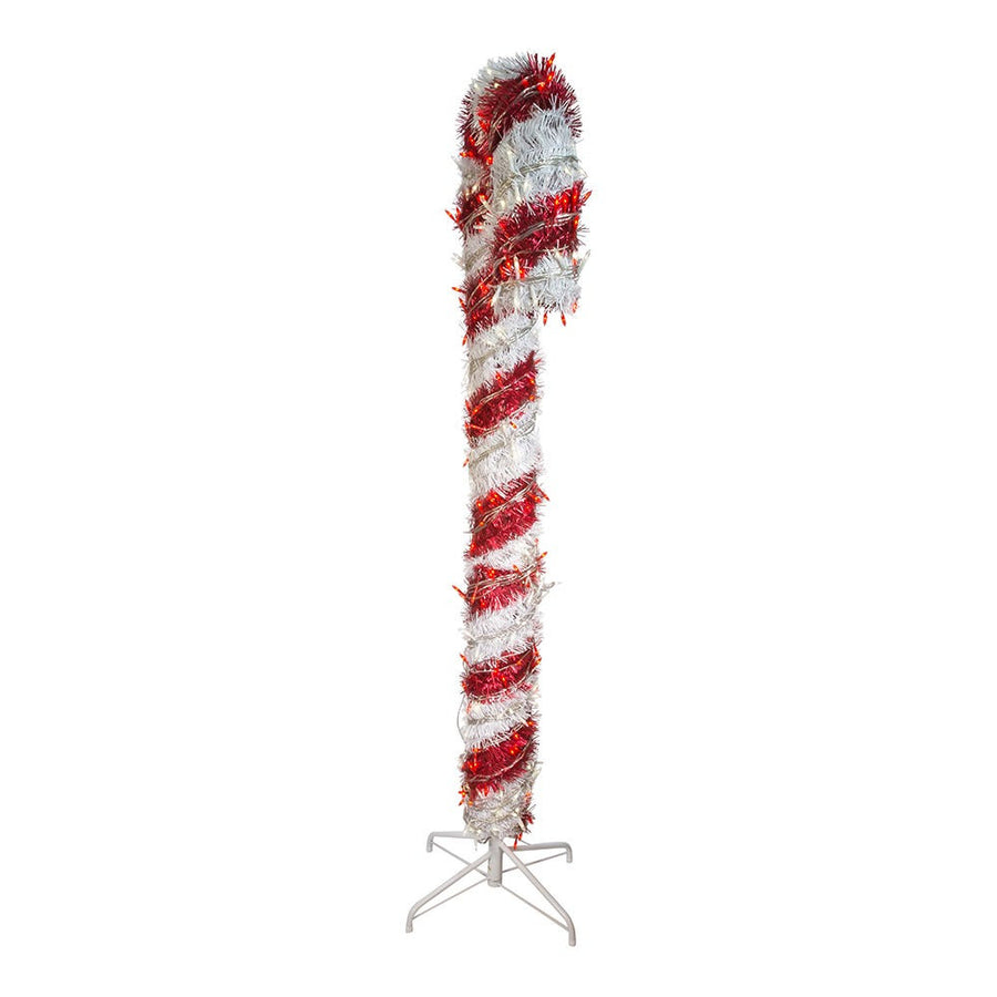 5' Pre-Lit LED Tinsel Candy Cane