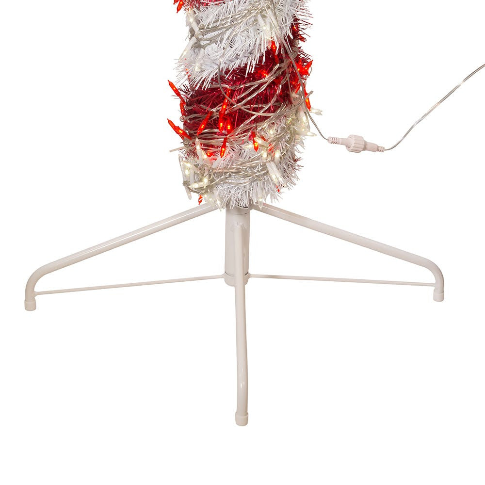 6' Pre-Lit Tinsel LED Candy Cane