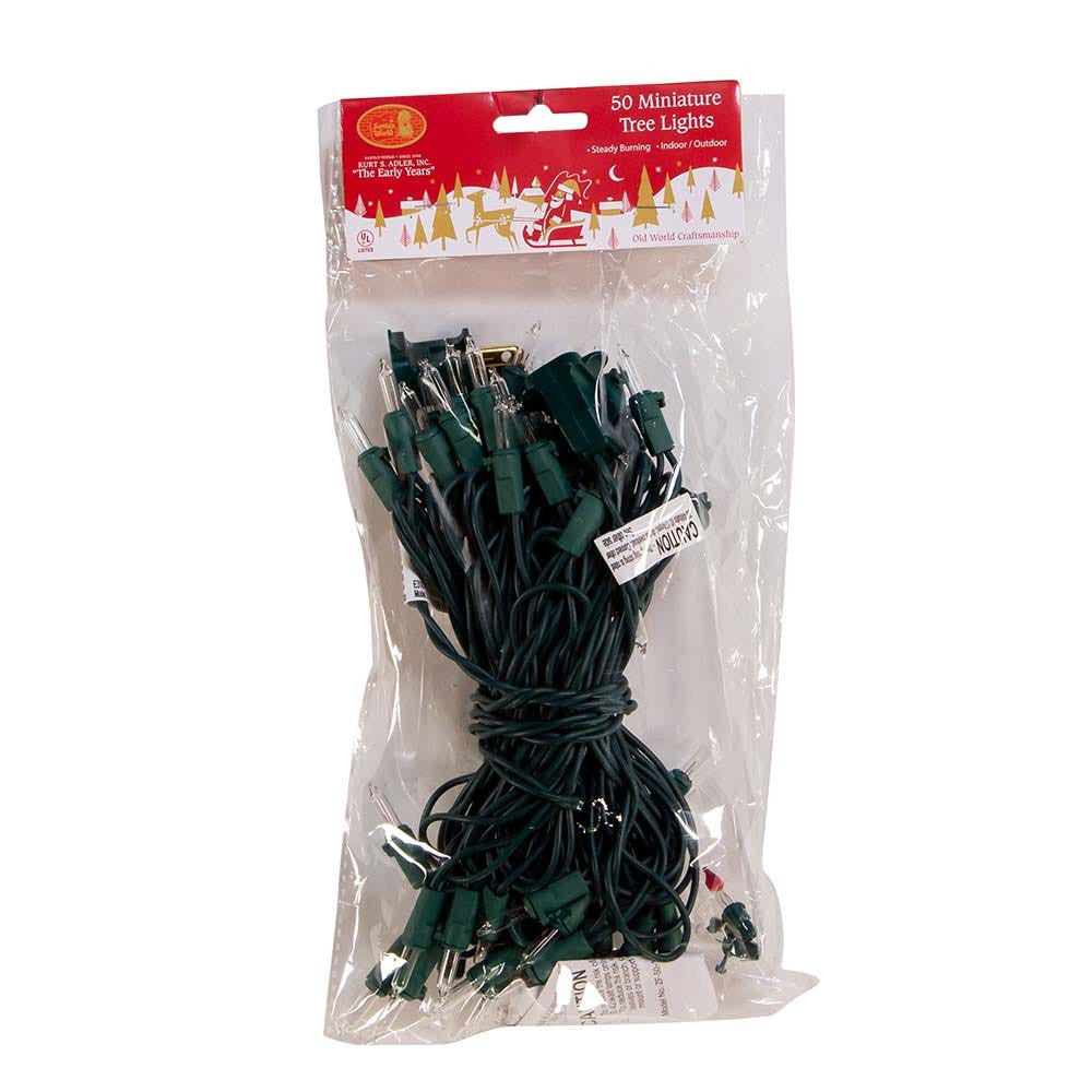 24.5' 50-Light Clear Light Green Wire Light Set In Polybag