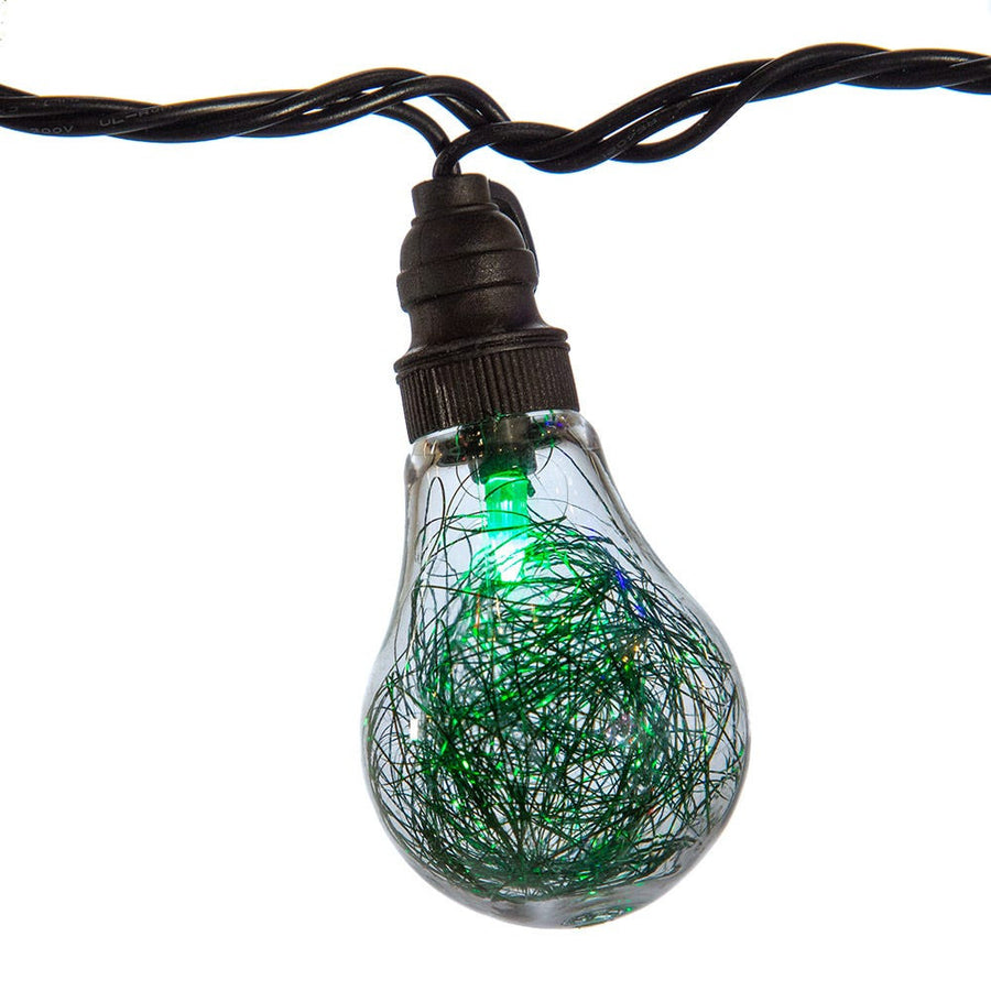 9' UL 10L Multicolored LED Tinsel Filled A19 Light Set
