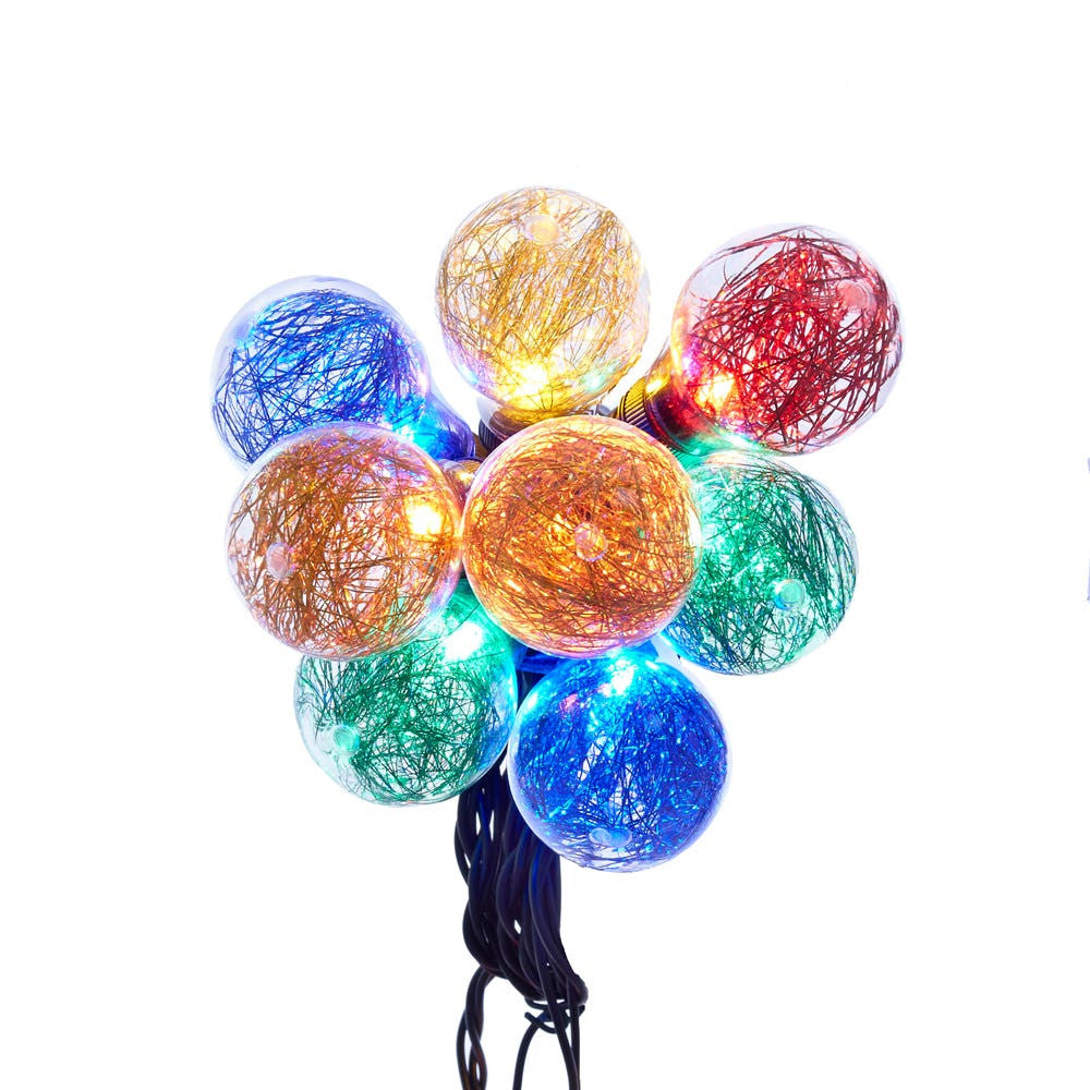 9' UL 10L Multicolored LED Tinsel Filled A19 Light Set