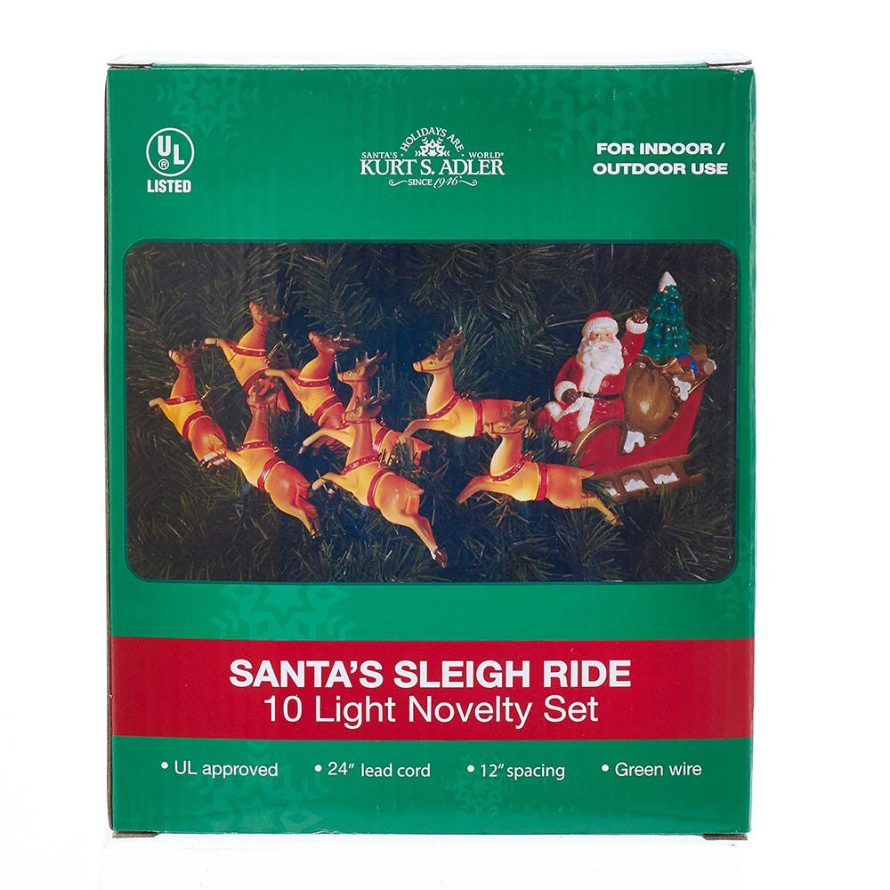 9' UL 10L Santa Sleigh and Eight Reindeer Light Set