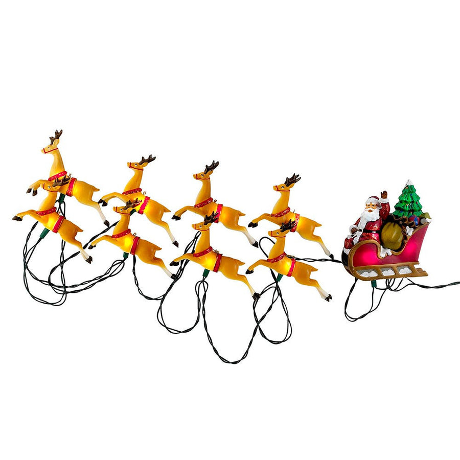 9' UL 10L Santa Sleigh and Eight Reindeer Light Set
