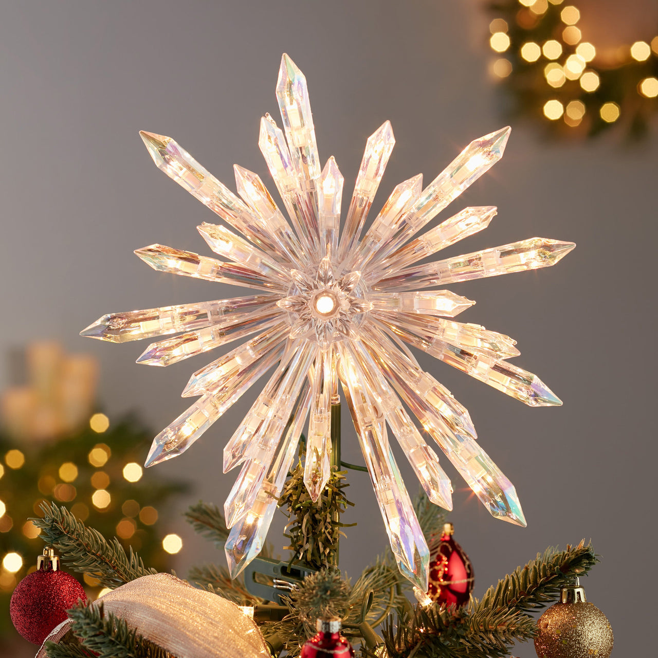 11.25" UL 30L Crystal Snowflake Treetop