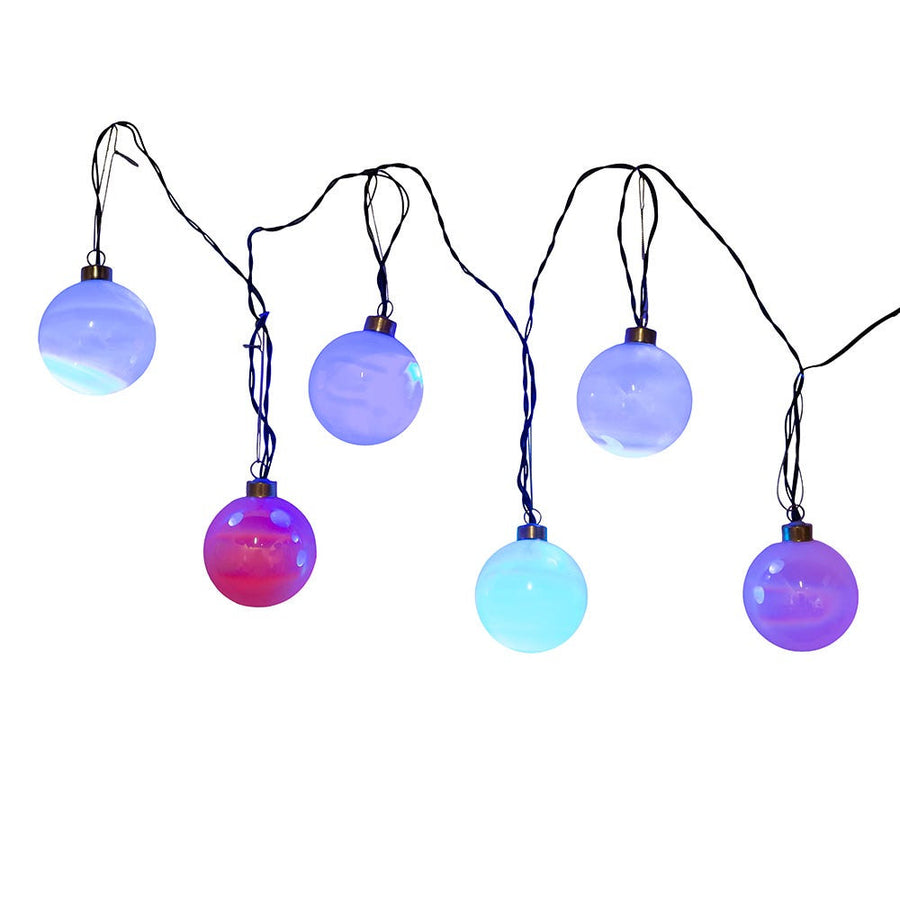 7.5'' 6L 80MM Glass Ball Ornament Color-Changing LED Light Set