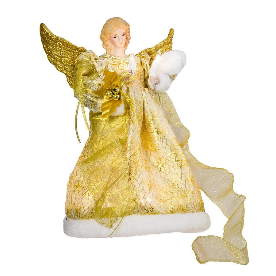 12" UL 10L Gold Dress Angel Treetop