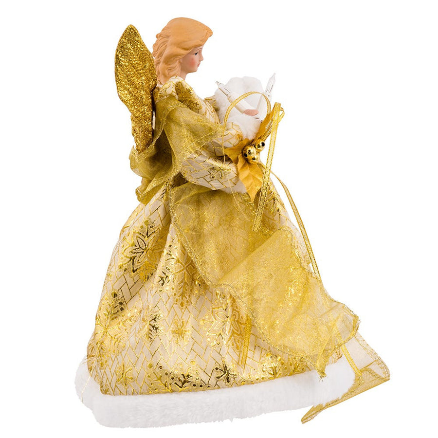 12" UL 10L Gold Dress Angel Treetop