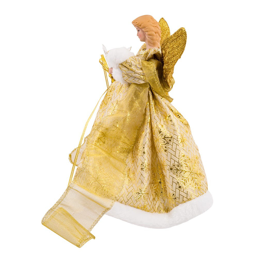 12" UL 10L Gold Dress Angel Treetop