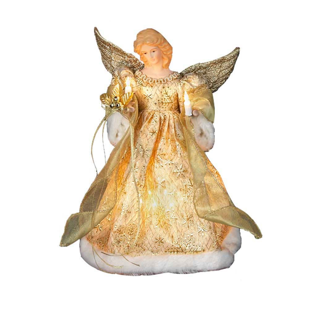 12" UL 10L Gold Dress Angel Treetop