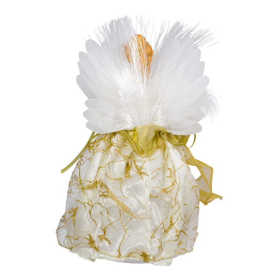12" 7L LED Color-Changing Fiber-Optic Ivory and Gold Angel Treetop