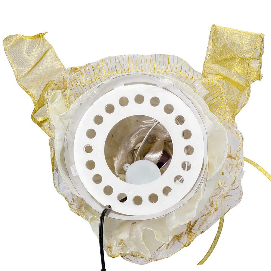 12" 7L LED Color-Changing Fiber-Optic Ivory and Gold Angel Treetop