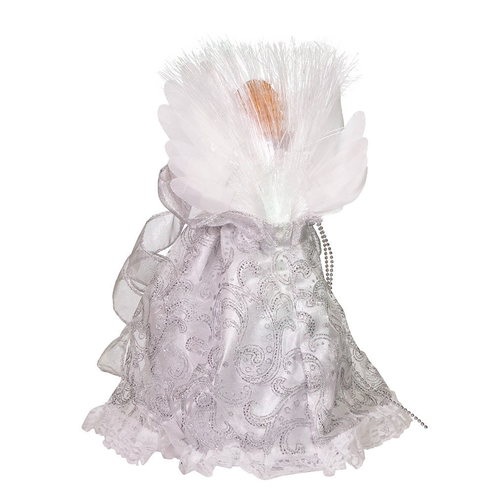12" 7L LED Color-Changing Fiber-Optic White and Silver Angel Treetop