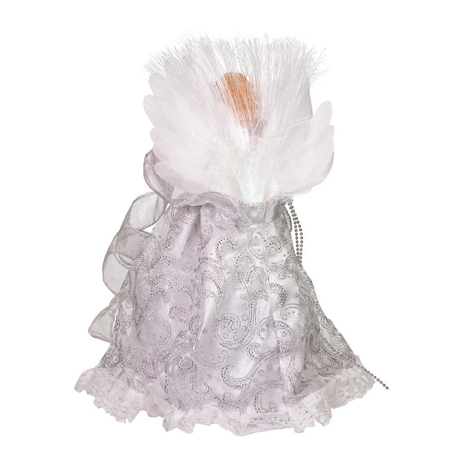 12" 7L LED Color-Changing Fiber-Optic White and Silver Angel Treetop