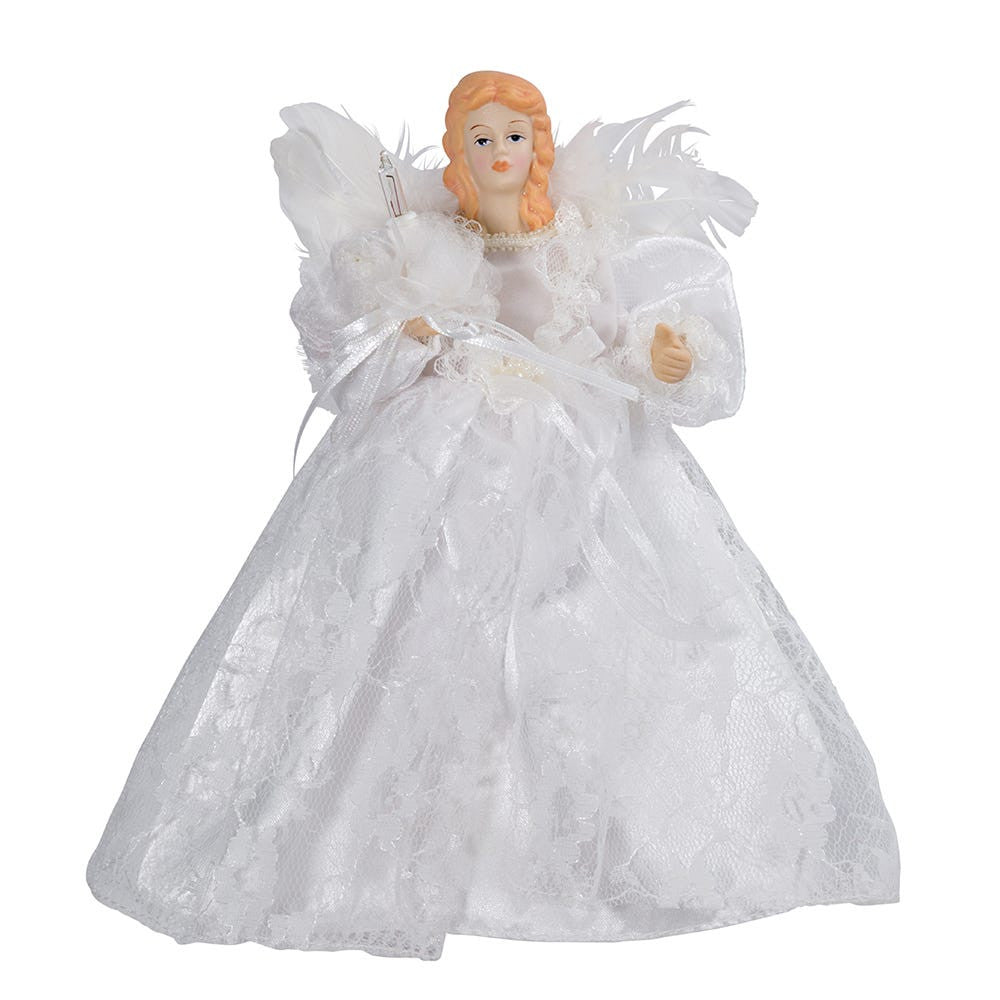 9" UL 10L White Dress Angel Treetop