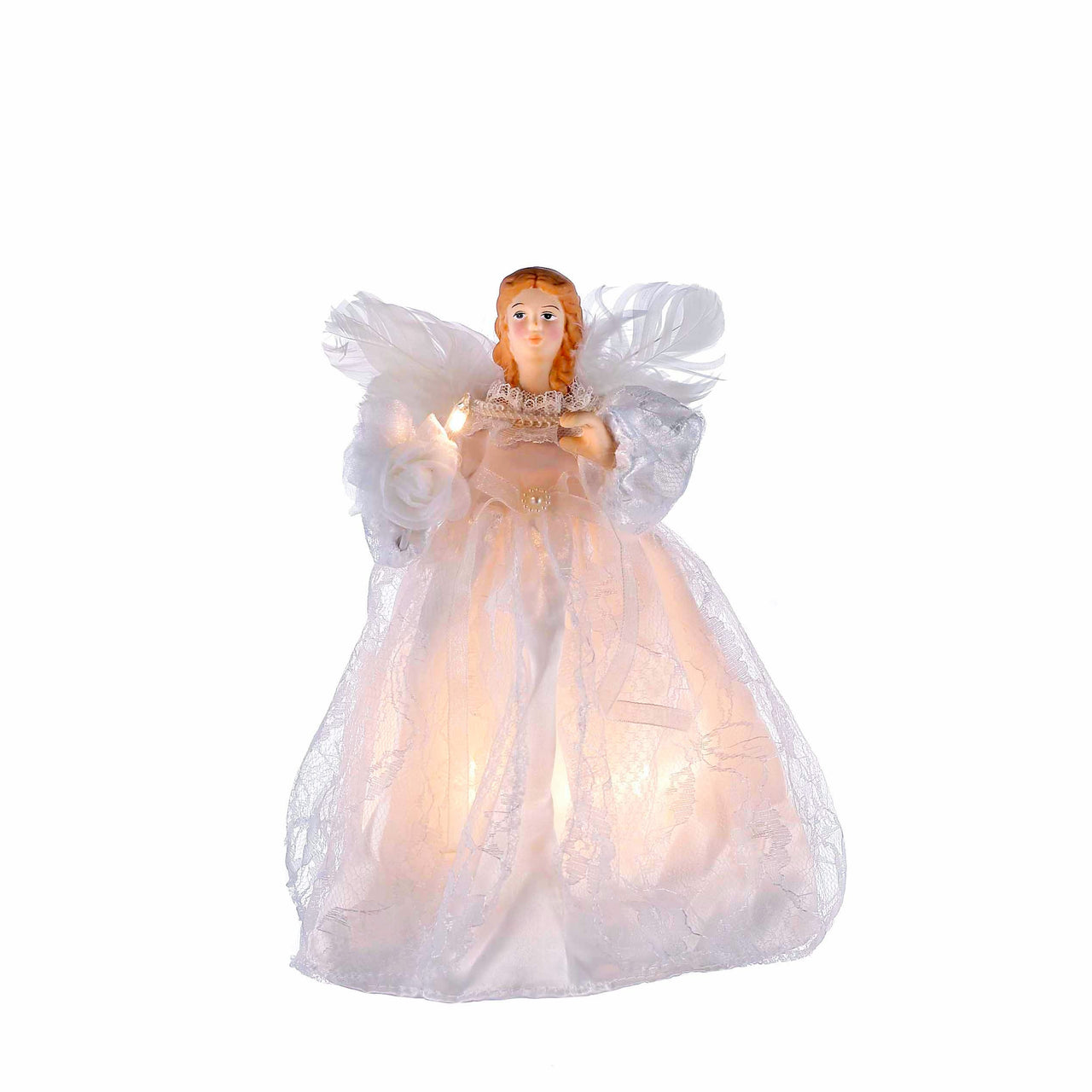 9" UL 10L White Dress Angel Treetop