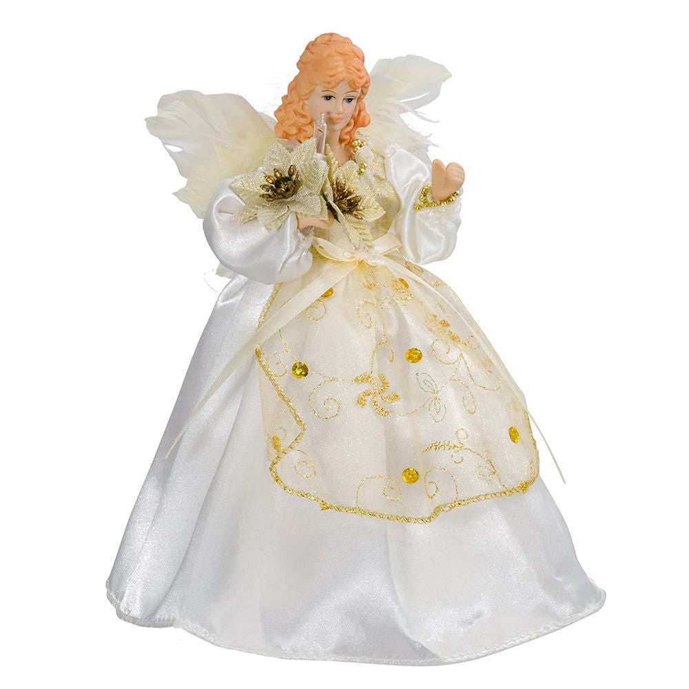 9" UL 10L Ivory and Gold Angel Treetop