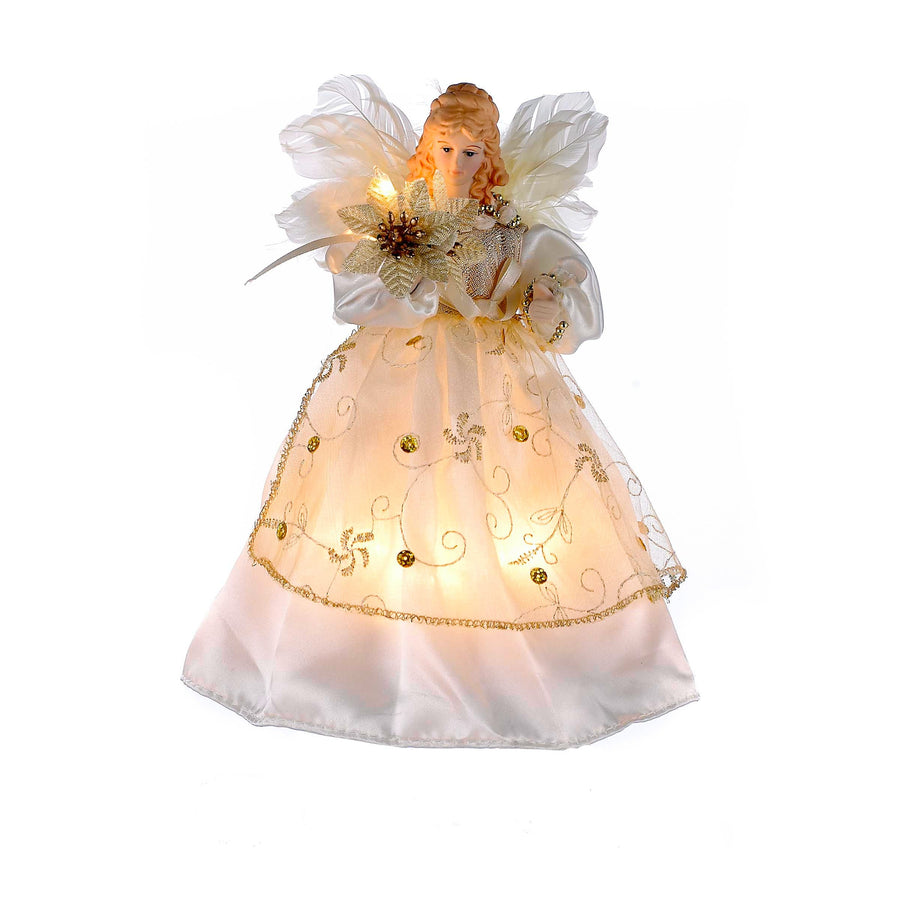 9" UL 10L Ivory and Gold Angel Treetop