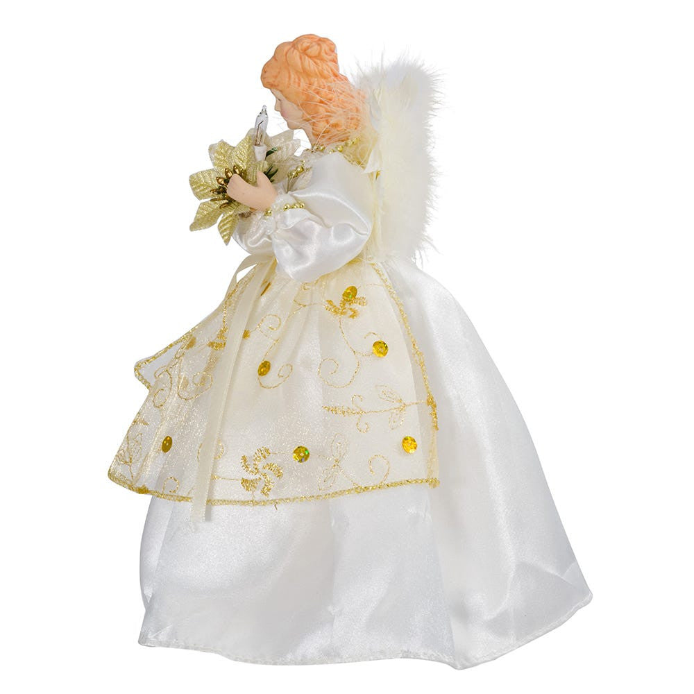 9" UL 10L Ivory and Gold Angel Treetop