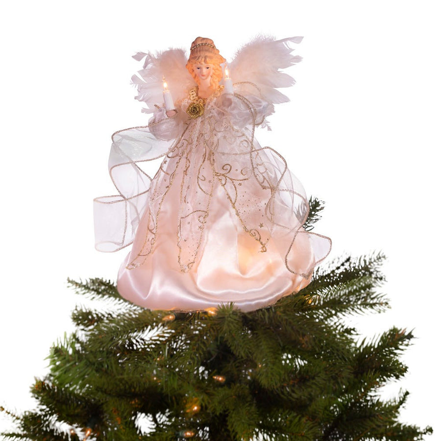 12" UL 10L Ivory and Gold Angel Treetop