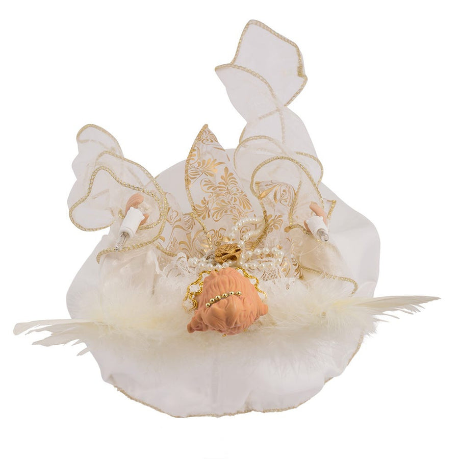 12" UL 10L Ivory and Gold Angel Treetop