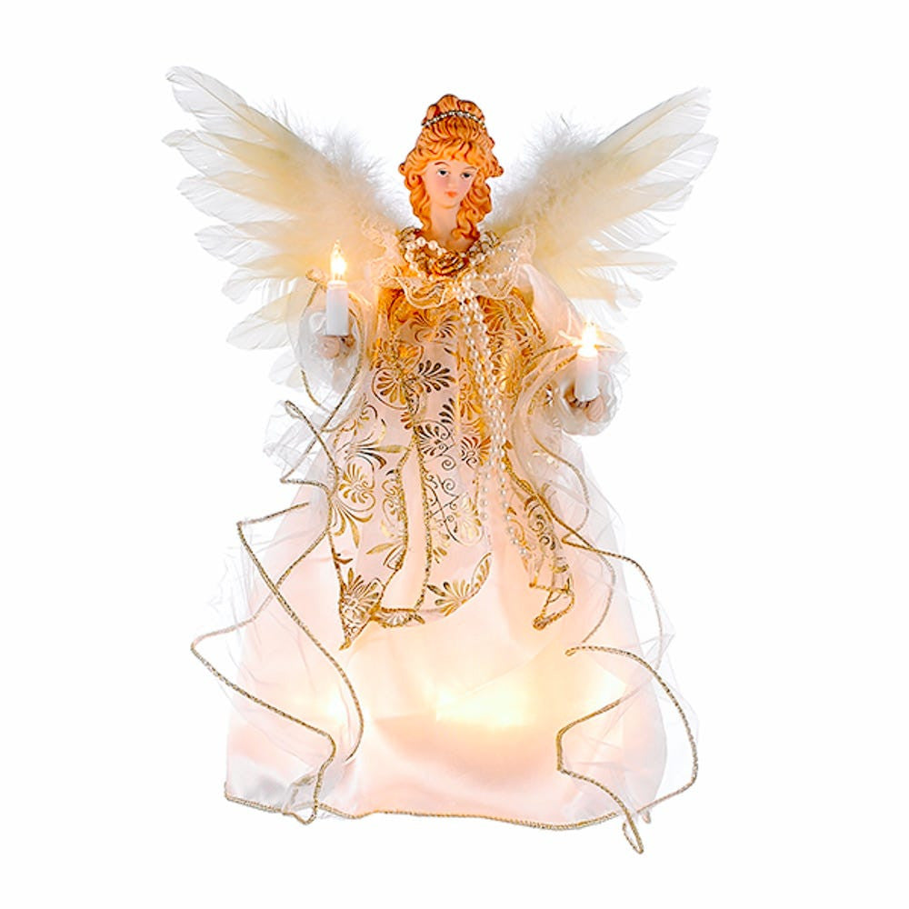 12" UL 10L Ivory and Gold Angel Treetop
